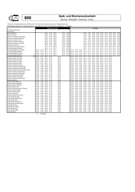 800 Bus Fahrplan Sehnde Fahrplan 800 - Karl Köhne Omnibusbetriebe GmbH