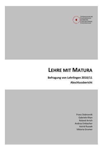 LEHRE MIT MATURA Befragung von Lehrlingen 2010/11 ...