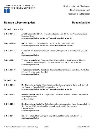 Ramsau b.Berchtesgaden Baudenkmäler