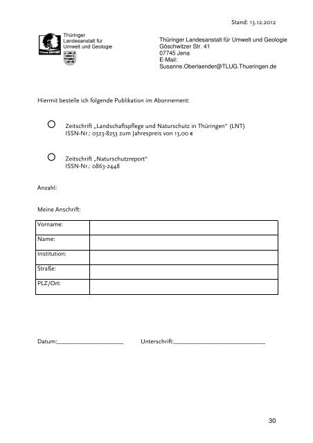 Publikationsverzeichnis - Thüringer Landesanstalt für Umwelt und ...