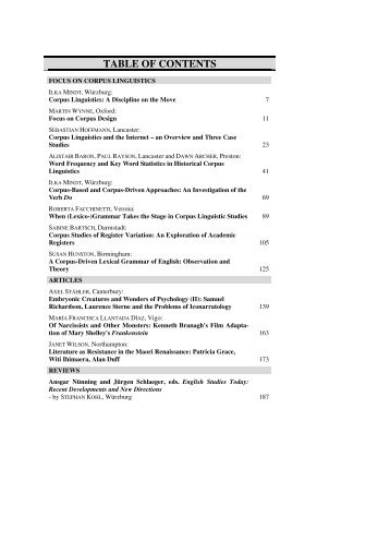 table of contents