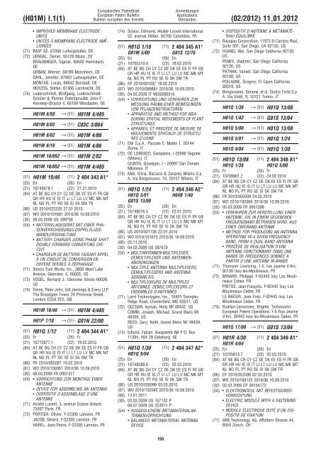 Bulletin 2012/02 - European Patent Office