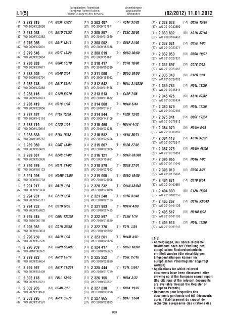 Bulletin 2012/02 - European Patent Office