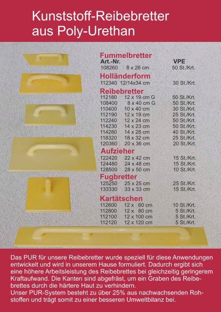 Art.-Nr. VPE - Lechner Reibebretter