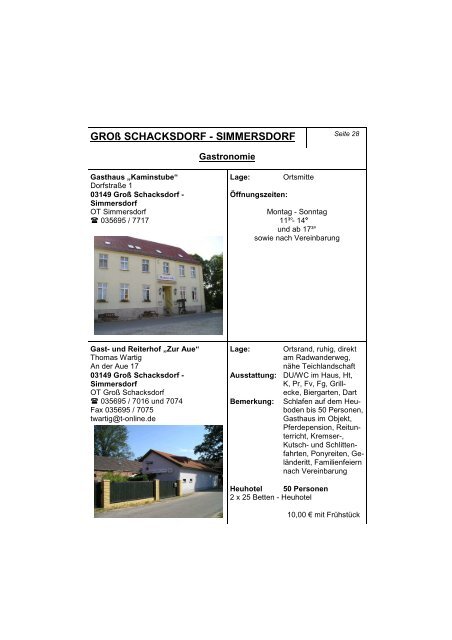GROß SCHACKSDORF - SIMMERSDORF - Amt Döbern Land