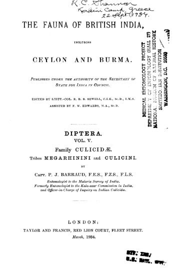 M*, F; to - Systematic Catalog of Culicidae
