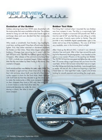 Evolution of the Bobber Bobber Test Ride - Phoenixbikers.com