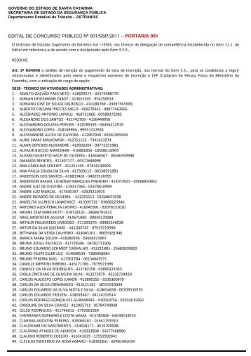 EDITAL DE CONCURSO PÚBLICO Nº 001/SSP/2011 - Concursos ...