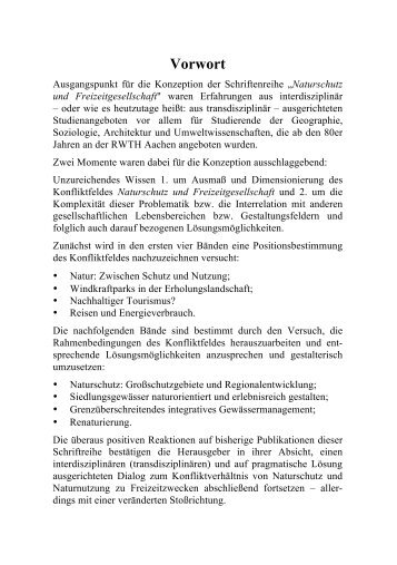 Noch einmal: Naturschutz und Freizeitge- sellschaft - Academia Verlag