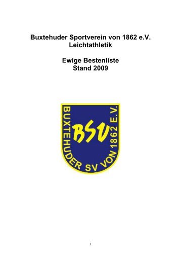 Neue Bestenliste mit Vorwort - Buxtehuder Sportverein von 1862 e.V.