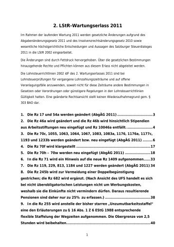 2. LStR-Wartungserlass 2011