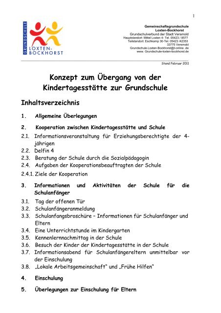 Konzept zum Übergang von der Kindertagesstätte zur ... - strato