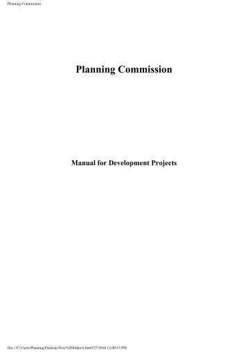 Manual for Development Projects - Planning Commission