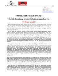 FRANZ JOSEF DEGENHARDT Zum 80. Geburtstag - Medienagentur