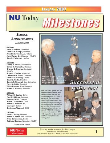 milestones - Northeast Utilities