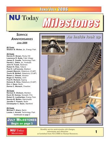 milestones - Northeast Utilities