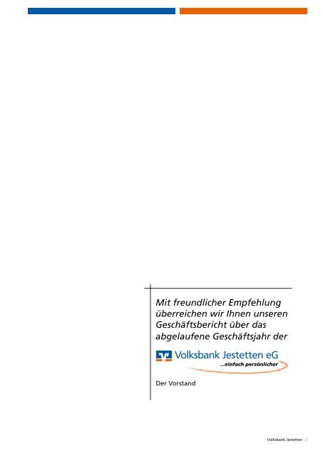 Geschäftsbericht - Volksbank-Jestetten