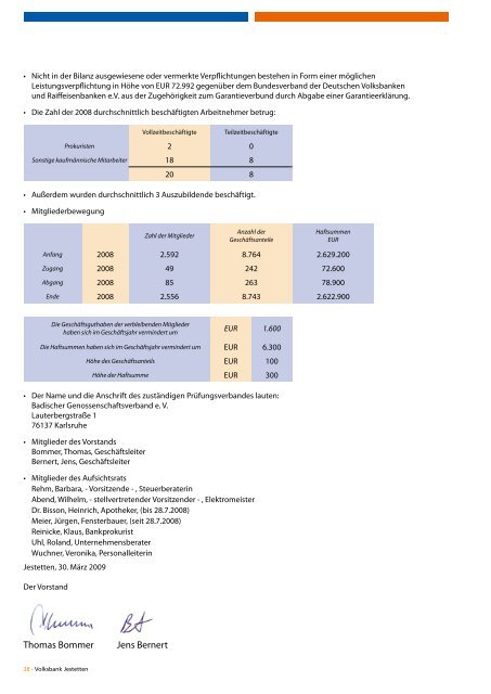 Geschäftsbericht - Volksbank-Jestetten