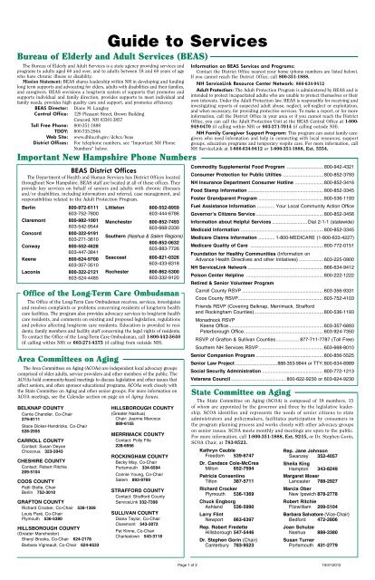 Nh Service guide to services - New Hampshire Department of Health and ...
