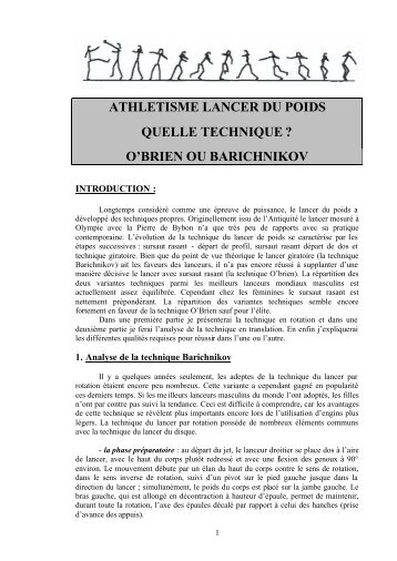 ATHLETISME LANCER DU POIDS QUELLE TECHNIQUE ? O ...