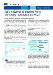 Jobs in Europe to become more knowledge- and ... - Cedefop - Europa