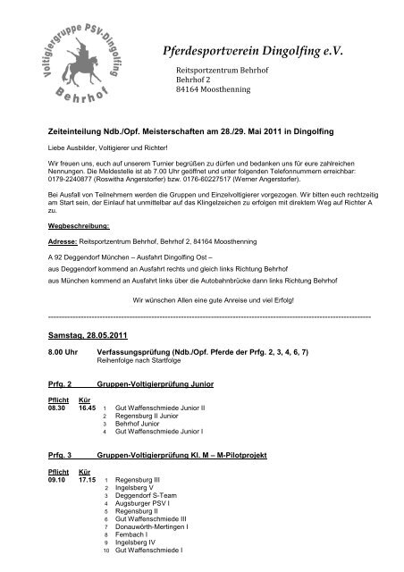 Pferdesportverein Dingolfing eV - Voltigieren in Bayern