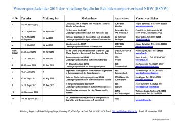 Wassersportkalender 2013 der Abteilung Segeln im ... - BSNW