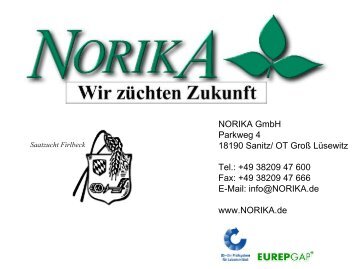 NORIKA GmbH Parkweg 4 18190 Sanitz/ OT Groß Lüsewitz Tel.: + ...