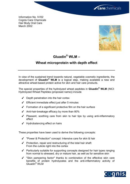 Gluadin Wlm Wheat Microprotein With Depth Dewolf Chemical