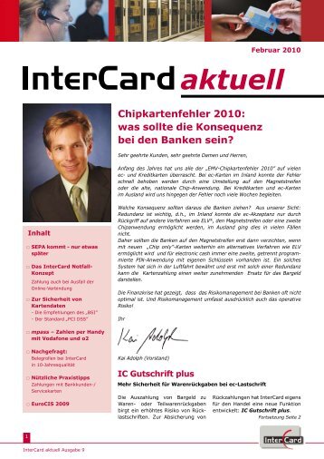 Chipkartenfehler 2010: was sollte die Konsequenz bei ... - InterCard