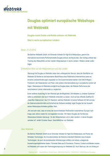 Douglas optimiert europäische Webshops mit Webtrekk