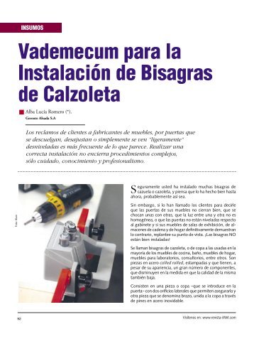 INSUMOS Vademecum Para La Instalación de Bisagras - Revista El ...