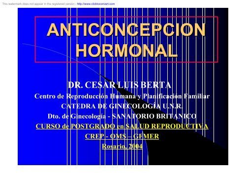 Anticoncepción hormonal - GFMER