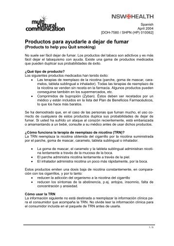 Productos para ayudarle a dejar de fumar - NSW Multicultural ...