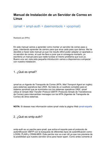 Manual de Instalación de un Servidor de Correo en Linux - PiPo e2H