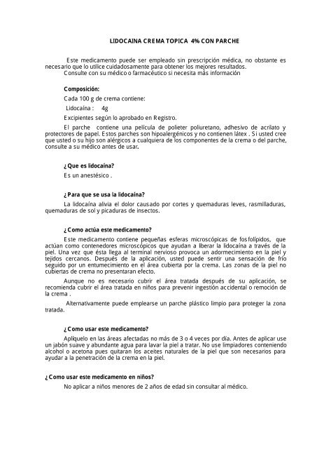 Como se aplica la lidocaina