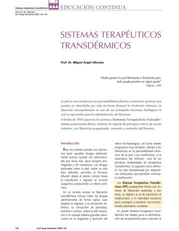 SISTEMAS TERAPÉUTICOS TRANSDÉRMICOS