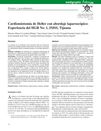 Cardiomiotomía de Heller con abordaje ... - edigraphic.com