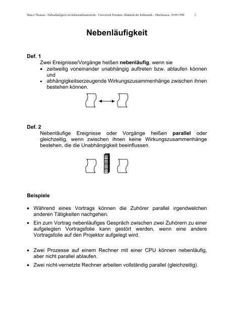 Nebenläufigkeit im Schulfach Informatik