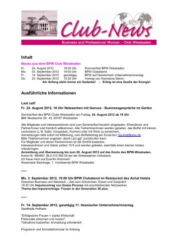 BPW-Newsletter 9-2012 - BPW Wiesbaden