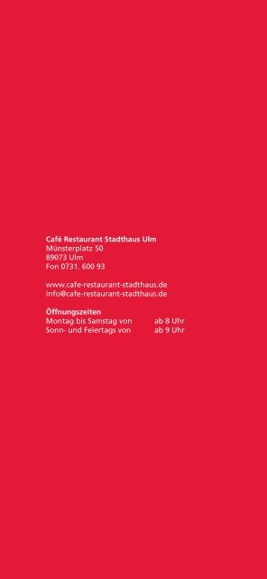 Getränke- und Speisekarte - cafe restaurant stadthaus ulm