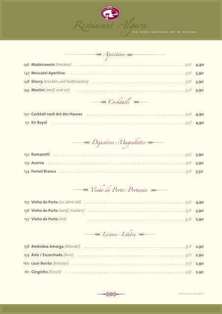 Download Speisekarte - Restaurant Algarve