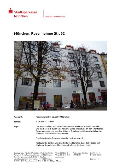 München, Rosenheimer Str. 52 - Stadtsparkasse München