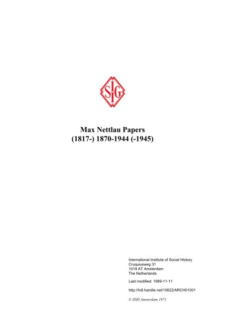 Max Nettlau Papers - Search Home - International Institute of Social ...