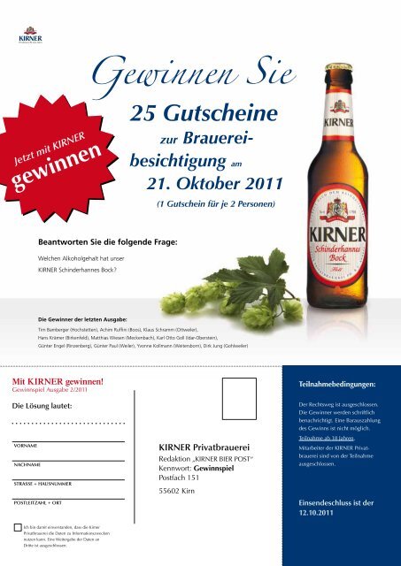 Das Magazin der Kirner Privatbrauerei – für Freunde ... - Kirner Bier