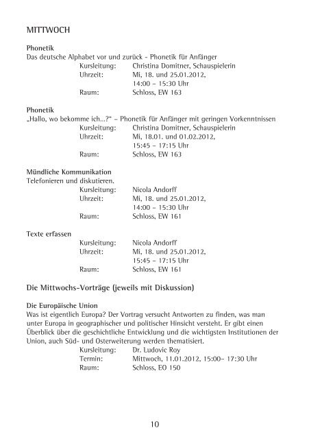internationale winterakademie 2012 - Deutsch als Fremdsprache ...