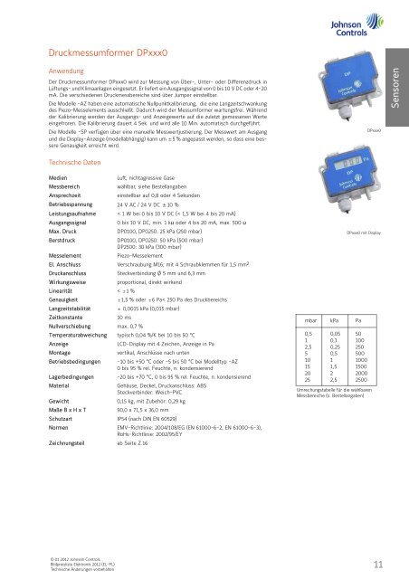 [PDF] Preisliste Elektronik 2012 - Johnson Controls