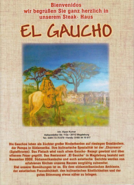 Speisekarte El Gaucho Magdeburg
