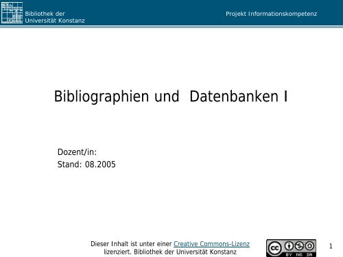 Datenbank X - Bibliothek der Universität Konstanz