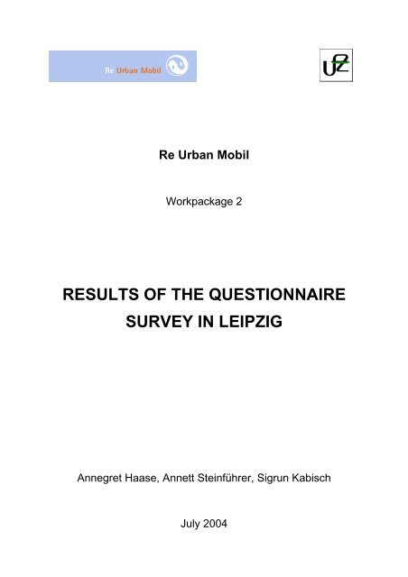 results of the questionnaire survey in leipzig - Re Urban Mobil